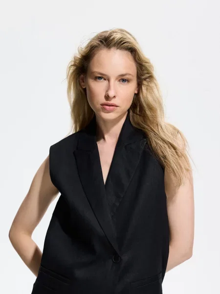 Reserved Лляна жилетка чорний