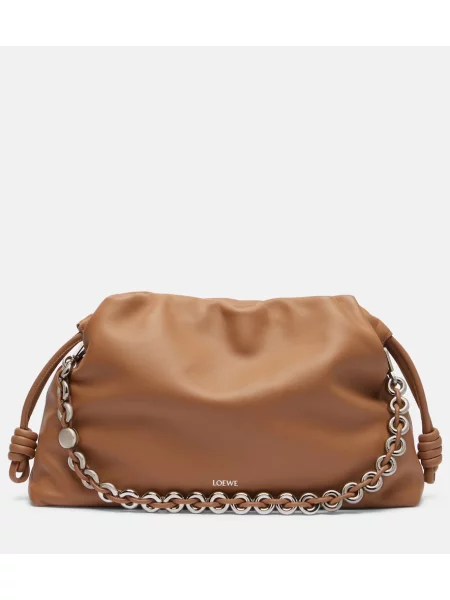 Kožená kožená taška Loewe hnedá
