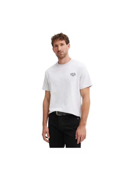 Koszulka A.p.c. z logo z dekoltem w kształcie litery U szara