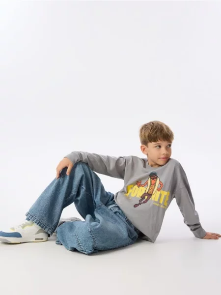 Reserved Tricou din cu mânecă lungă Fortnite gri-închis gri