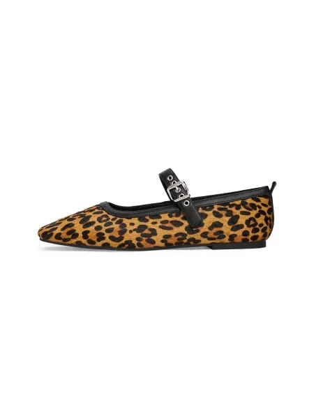 Tommy Jeans balerini de piele MARYJANE LEOPARD BALLERINA maro
