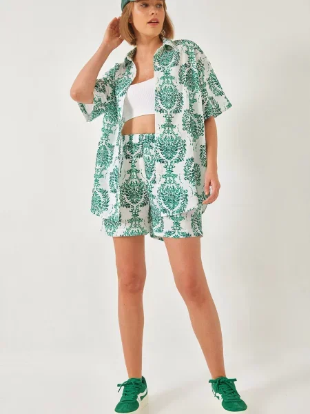 Bianco Lucci Bluză verde / verde pin alb