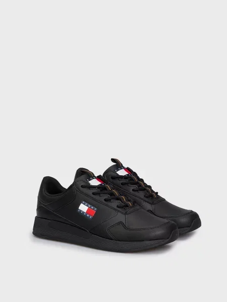 Кожаные кроссовки Tommy Jeans черные