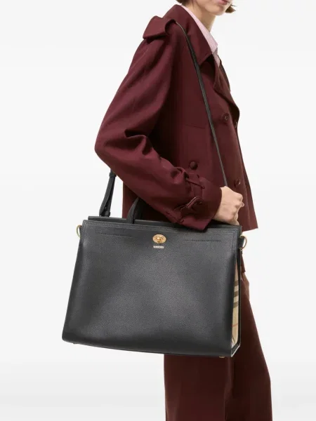 Geantă shopper Burberry în carouri negru