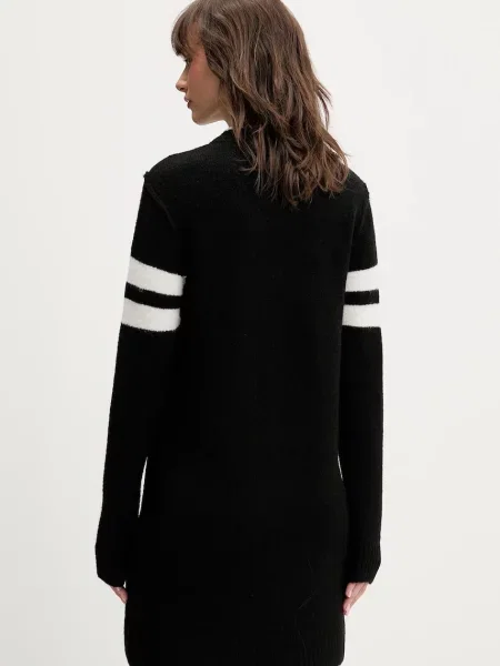 Tommy Jeans rochie din amestec de lână mini drept negru
