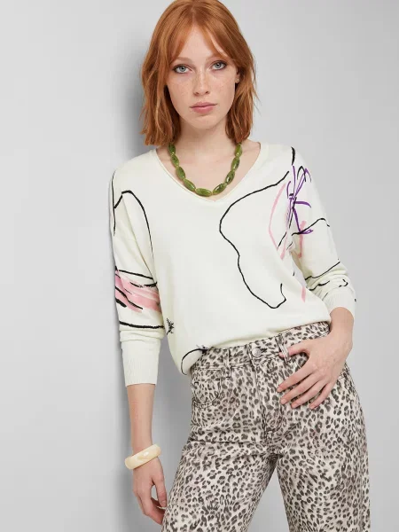 Pulover Desigual alb