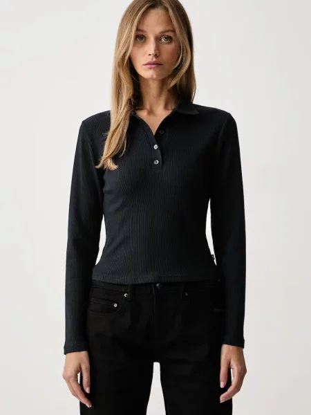 Tricou cu mânecă lungă Levi's® din modal negru