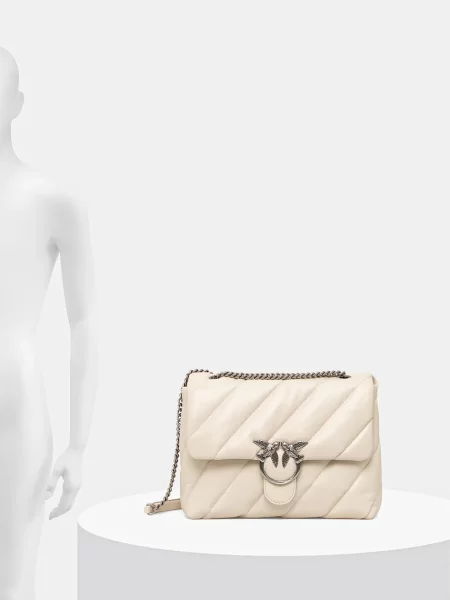 Pinko чанта crossbody дамска от кожа бежово