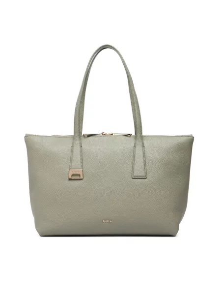 Furla torebka shopper skórzana Olivia M Tote zielona