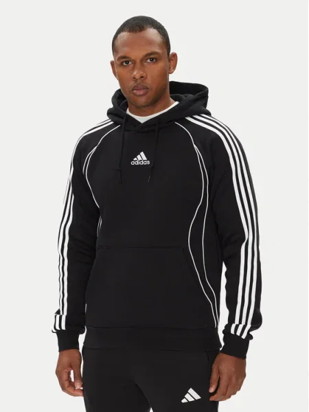 Суичър с качулка Adidas с качулка с апликация черно