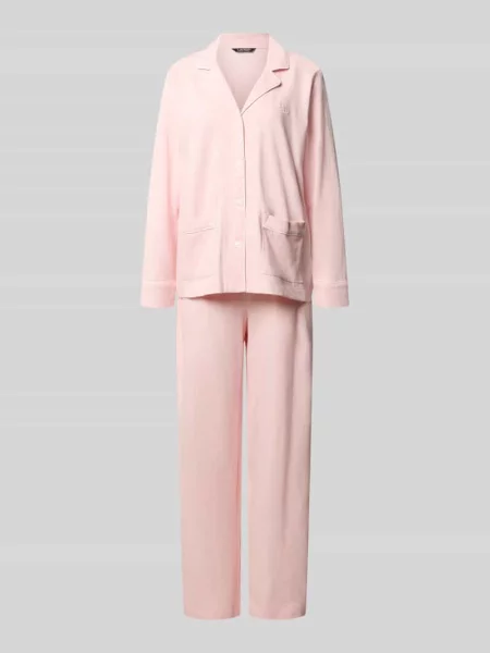 Zestaw piżamy w kroju regular fit z czystej bawełny Lauren Ralph Lauren różowa