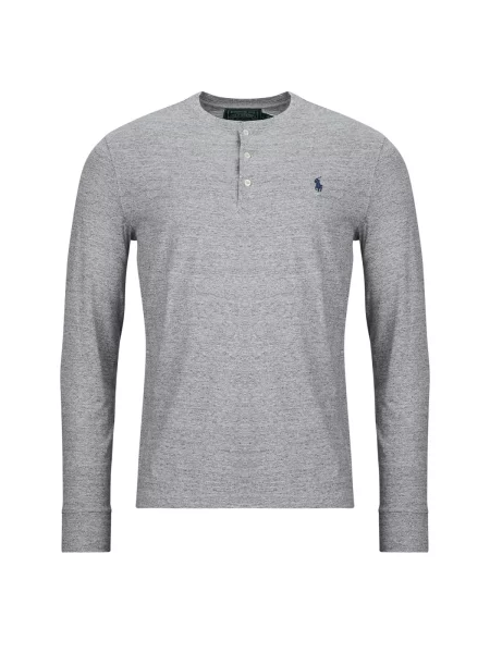 Tricou polo Polo Ralph Lauren cu guler henley gri