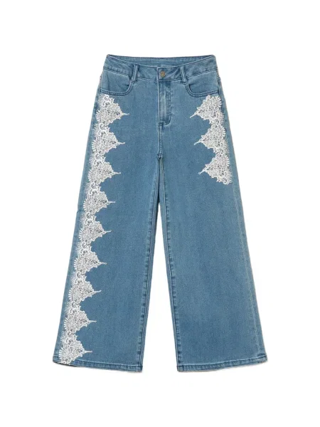Szerokie jeansy dziecięce Twinset niebieskie