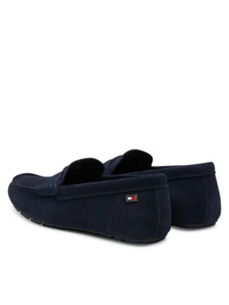 Tommy Hilfiger Mokasinke Flag Soft Suede Driver Loafer tamnoplava