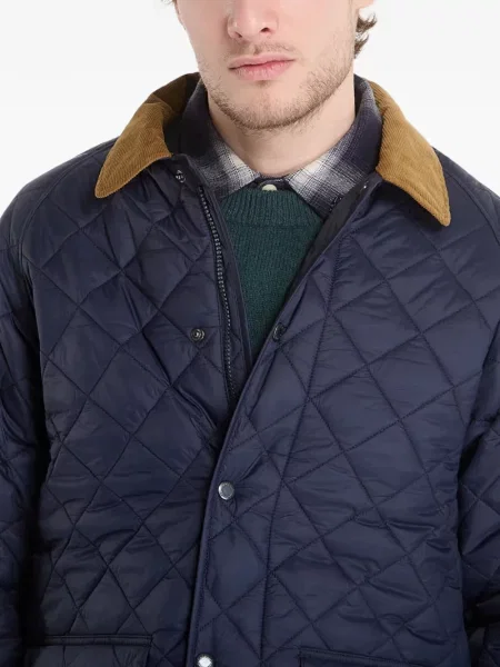 Manšestrová s límcem prošívaný bunda Barbour modrá