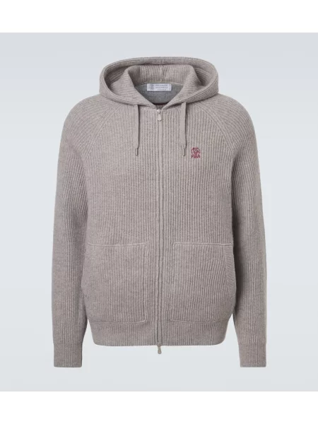 Cardigan Brunello Cucinelli din cașmir bej