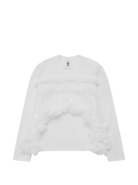Tricou Noir Kei Ninomiya cu volane din tul alb