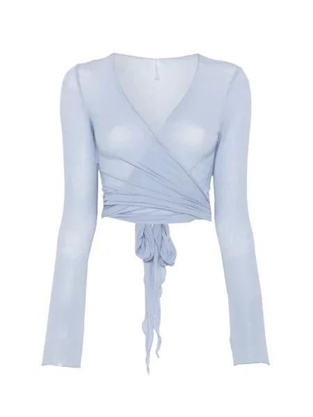 Kardigan Daniele Fiesoli wiązany kopertowy niebieski