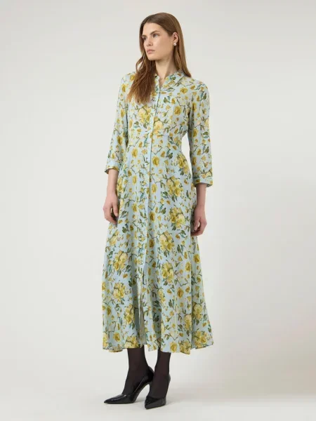 YAS Rochie tip bluză YASSAVANNA azuriu oliv galben