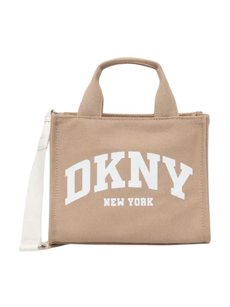 Shopperka Dkny płócienna z logo beżowa