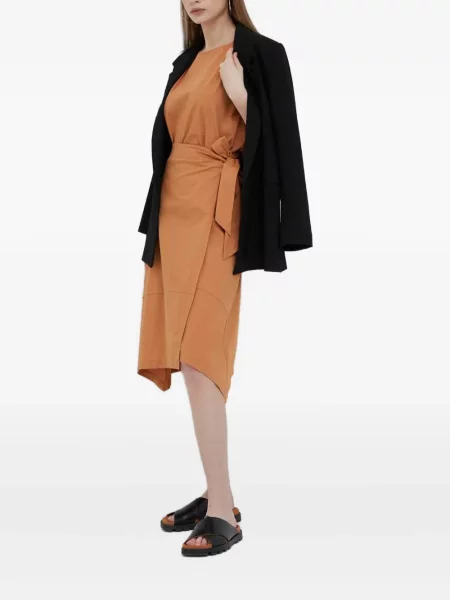 Fustă midi Dkny până la genunchi portocaliu