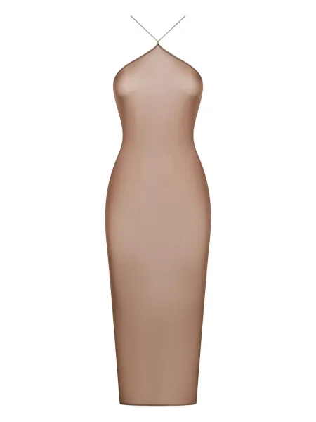 Rochie midi Maison Close până la genunchi de costum maro