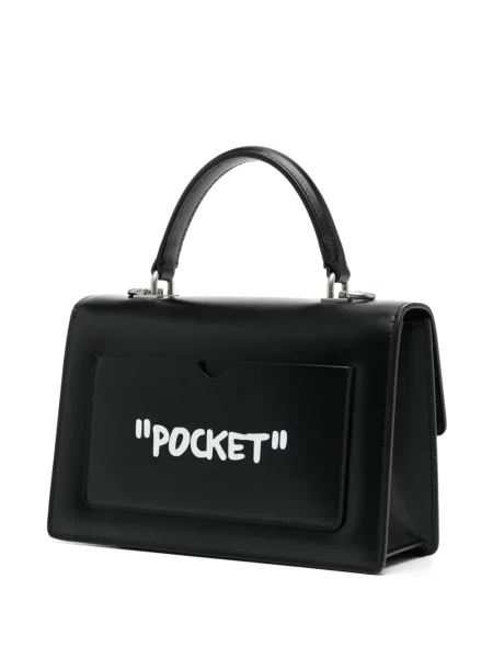 Geantă shopper Off-white din piele alb