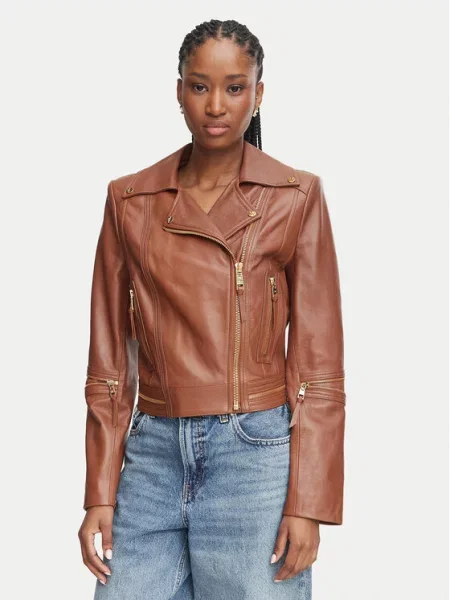 Elisabetta Franchi Шкіряна куртка коричневий