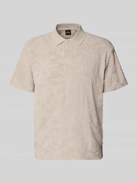 Koszulka polo o kroju regular fit z mieszanki bawełny model PE_FLOWER' Boss Orange beżowa