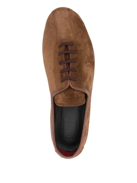 Sneakerși Plan C cu șireturi din piele de căprioară maro