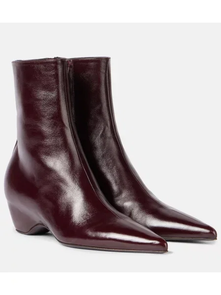 Cropp cizme scurte Khaite din piele bordo