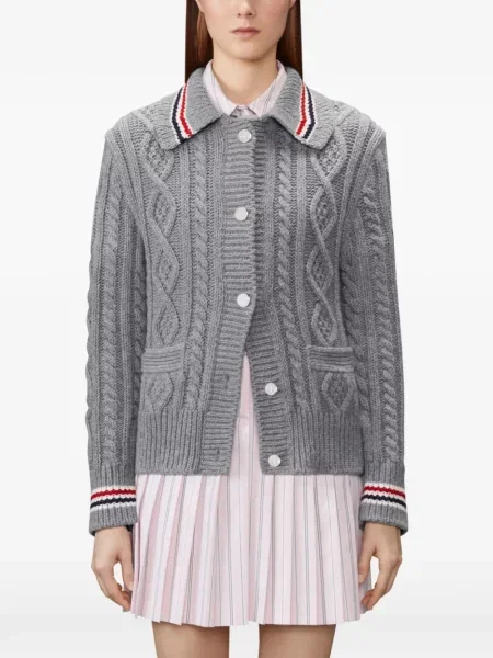 Cardigan Thom Browne tricotate gri