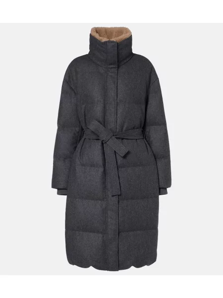 Kurtka puchowa Brunello Cucinelli wełniana szara