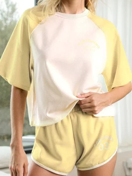 Світшот з коротким рукавом світло-жовтий жовтий