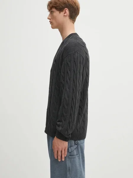 Kurtka z dzianiny ze ściegiem warkoczowym i dekoltem w serek Carhartt Wip czarna