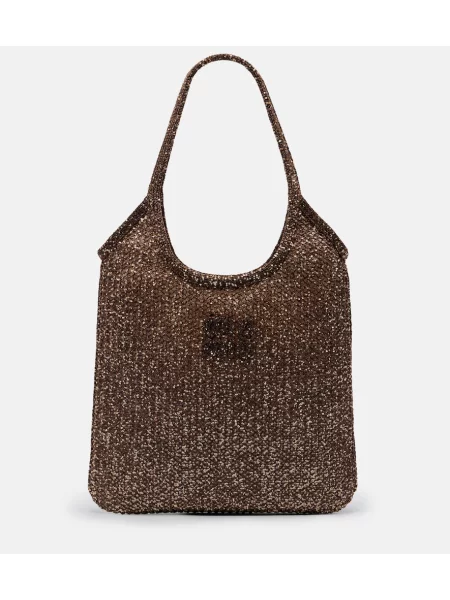 Geantă shopper Miu Miu plasă maro