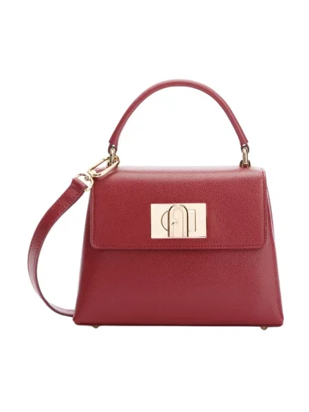 Top Furla skórzany czerwony
