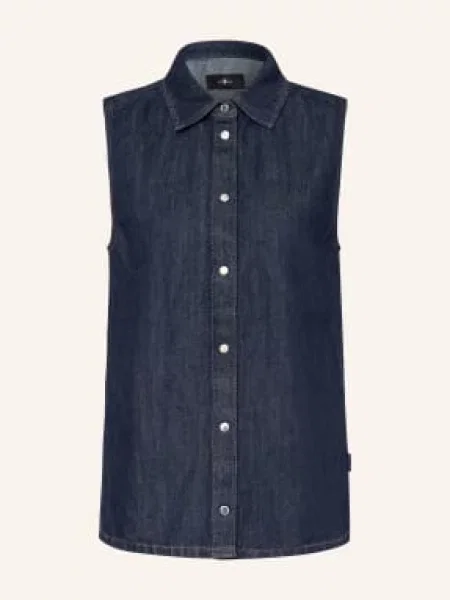 7 For All Mankind Kamizelka Jeansowa Blossom Z Lnem blau granatowa