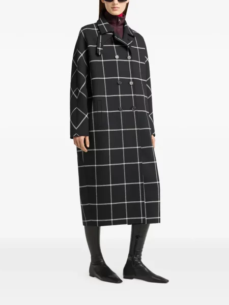 Карирано двуредно палто Courreges черно