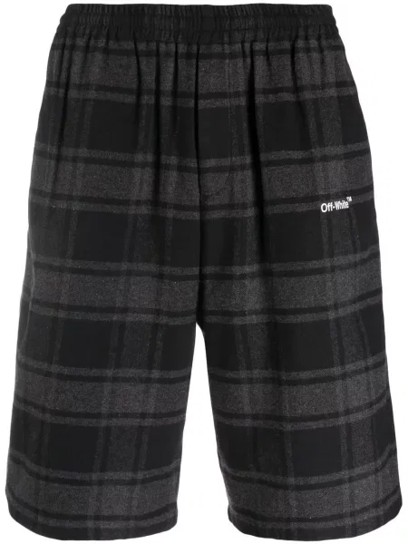 Pantaloni scurți Off-white în carouri cu imagine alb