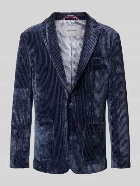 Marynarka o kroju slim fit ze sztruksu model ‘Maurice’ Pierre Cardin granatowa