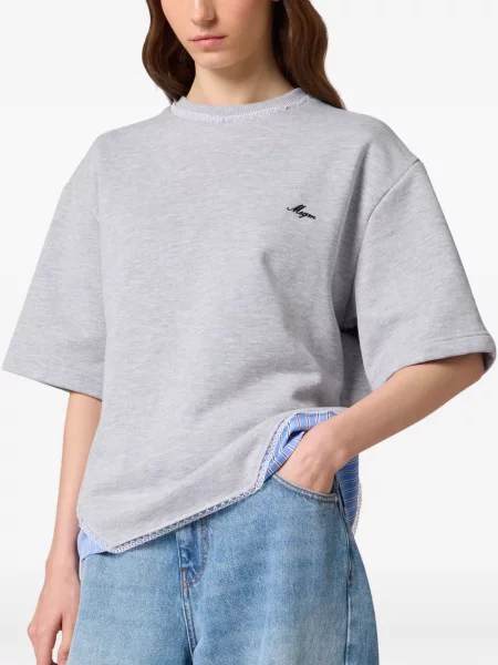 Tricou Msgm cu broderie din dantelă gri