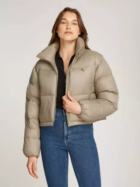 Calvin Klein Jeans De puf geacă | Cropped Fit bej