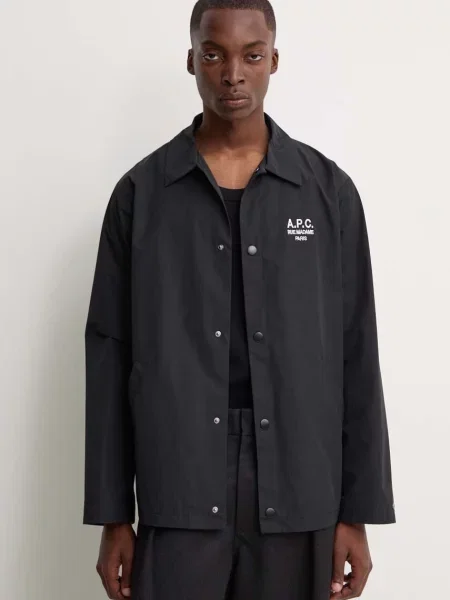 A.P.C. geacă cu aspect de cămașă blouson regis de tranzitie oversize negru