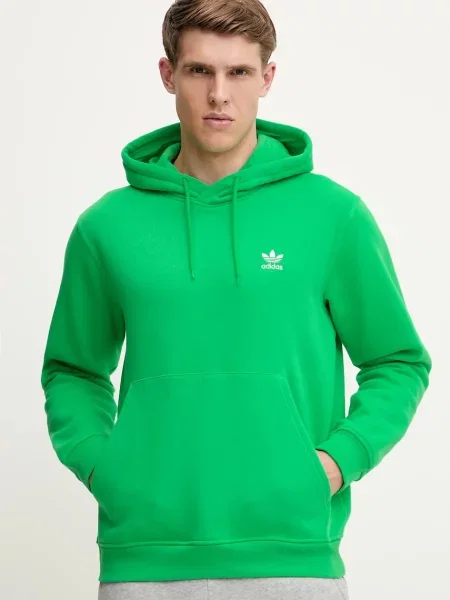 Суичър с качулка Adidas Originals с качулка зелено