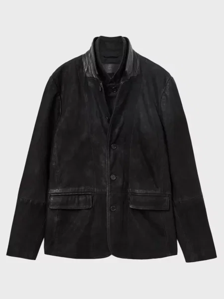 Шкіряний піджак Allsaints чорний