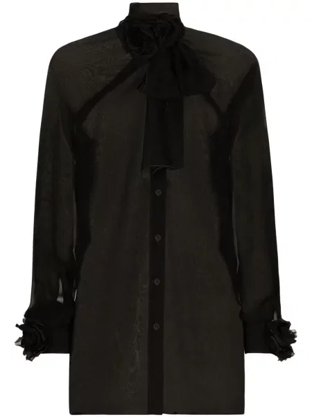 Cămașă Dolce & Gabbana cu model floral transparente negru