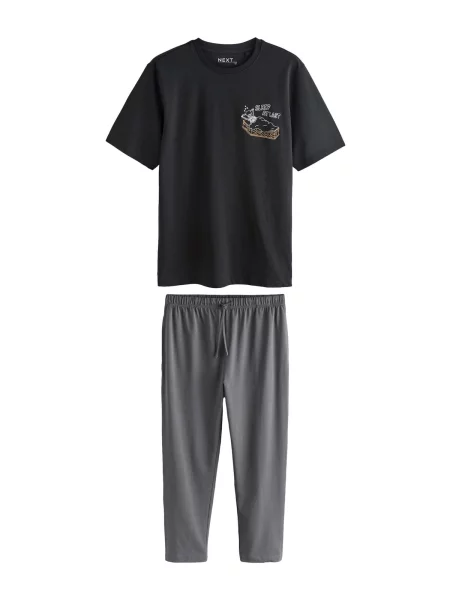 Next Pijama lungă Halloween galben / gri / negru alb
