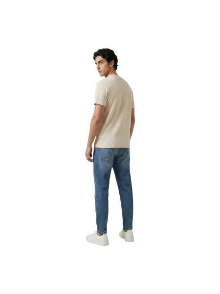 Calvin Klein Jeans Koszulka Mężczyźni Dżersej biały wypukły wzór tkaniny S beżowa