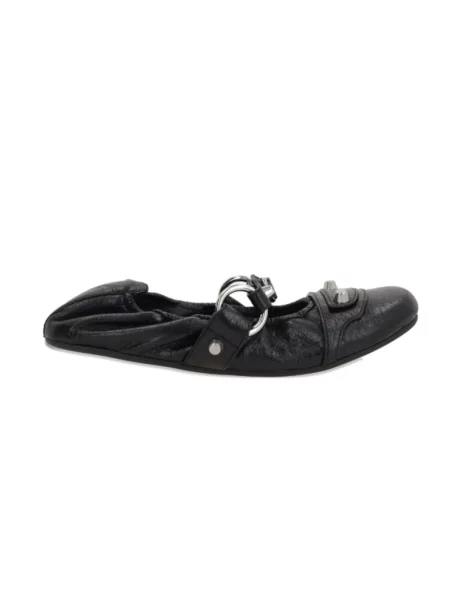 Lniane balerinki Balenciaga czarne